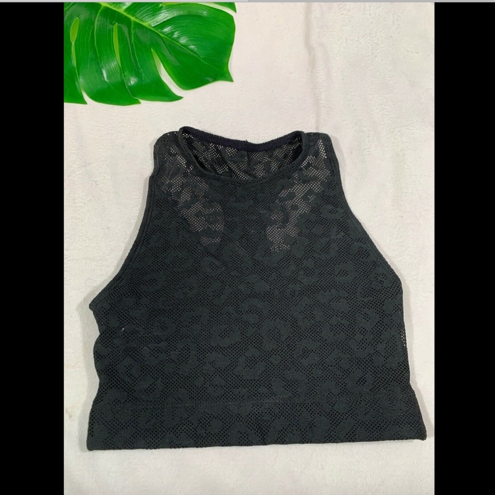 NEW Adam Selman Sport Leopard Racerback Mesh top - Picture 2 of 8